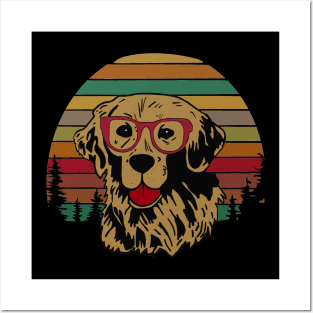 Golden Retriever On Earth Tone Sunset Posters and Art